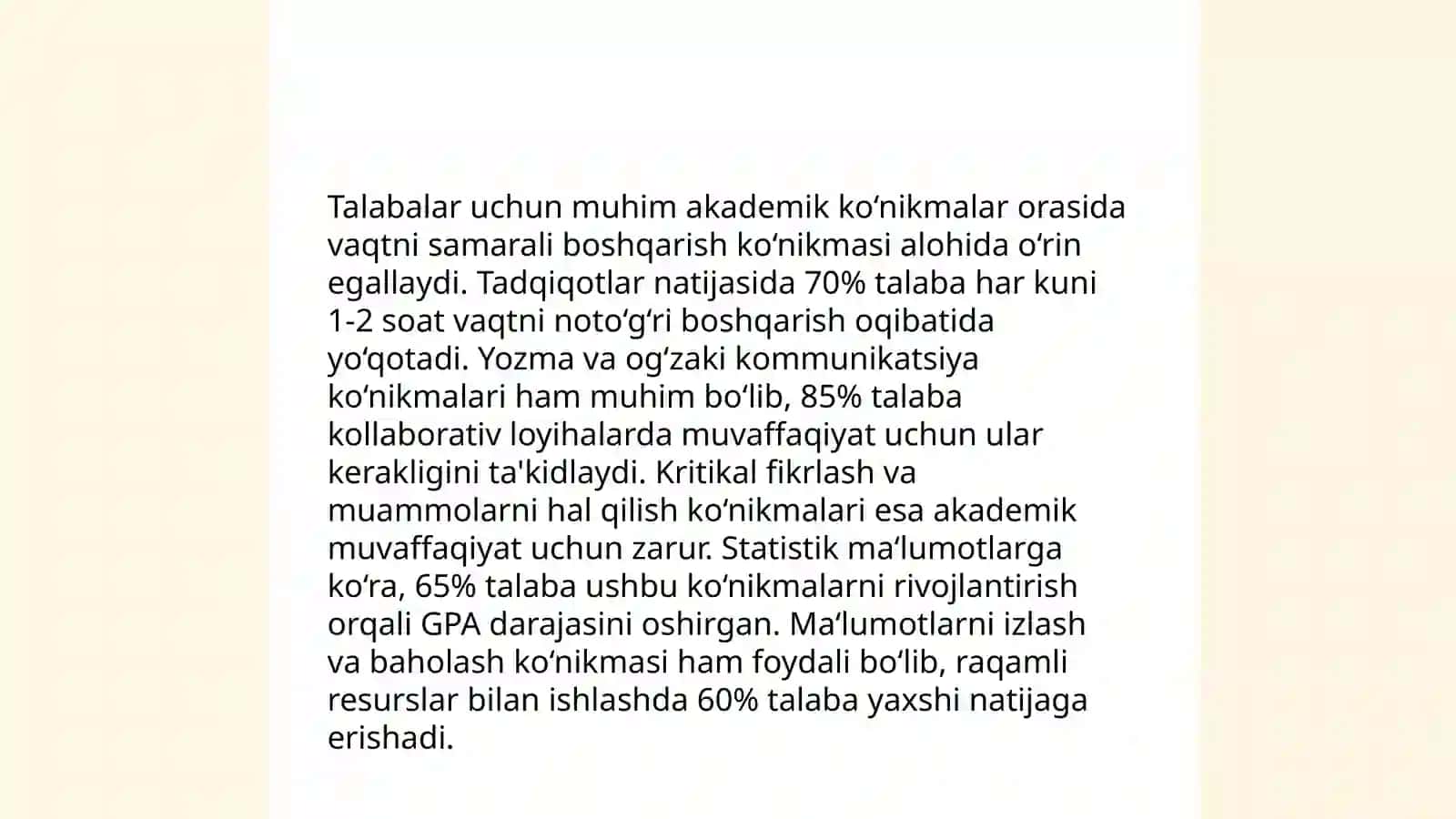 Akademik koʻnikmalar va talabalar faoliyatidagi ahamiyati va dolzarbligi 4