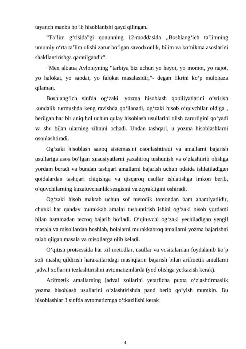 Og'zaki va yozma hisoblash malakalarini shakllantirish 4