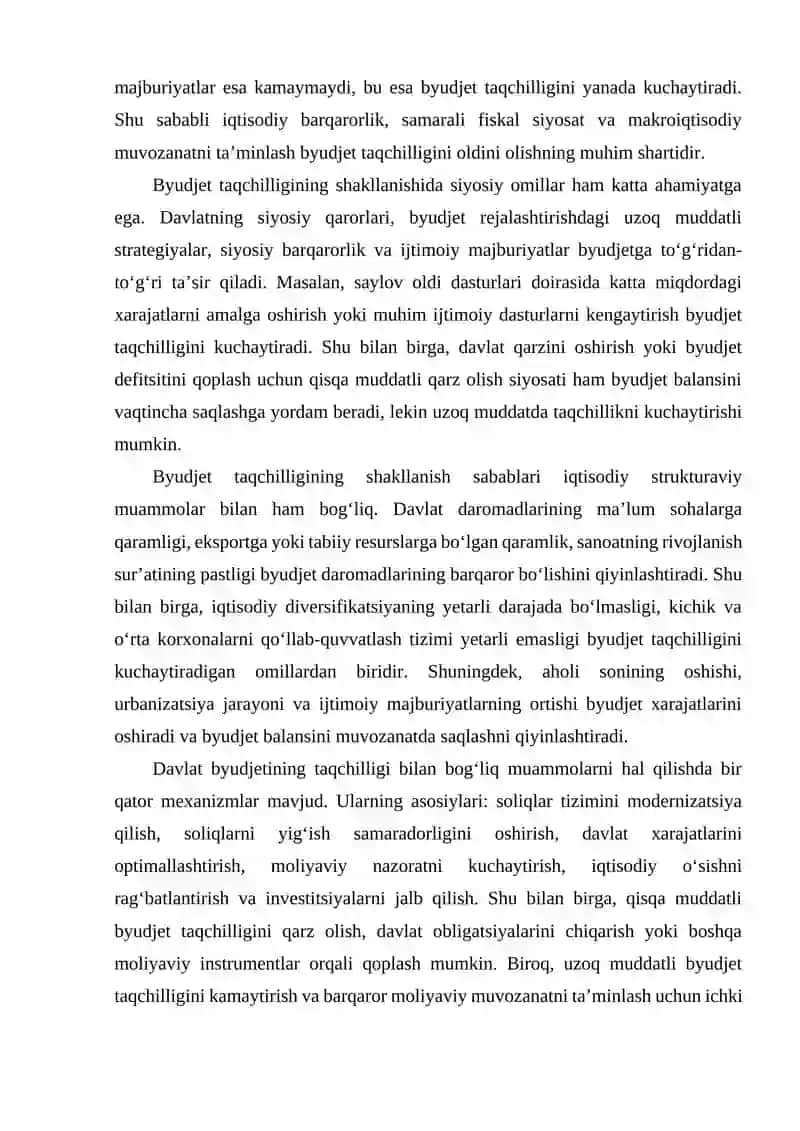 Byudjet taqchilligi va davlat qarzi sabablari va oqibatlari 4