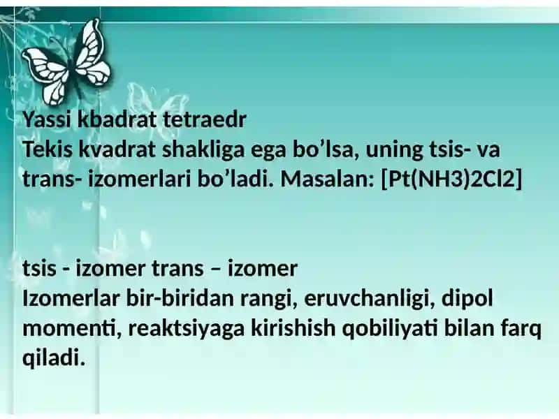 Kompleks birikmalar isomeriyasi 4