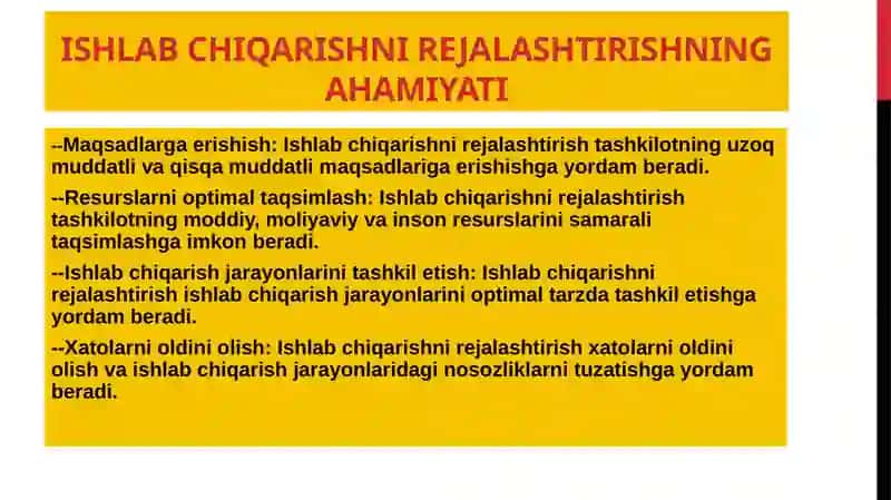 Ishlabchiqarishni rejalashtirish 4