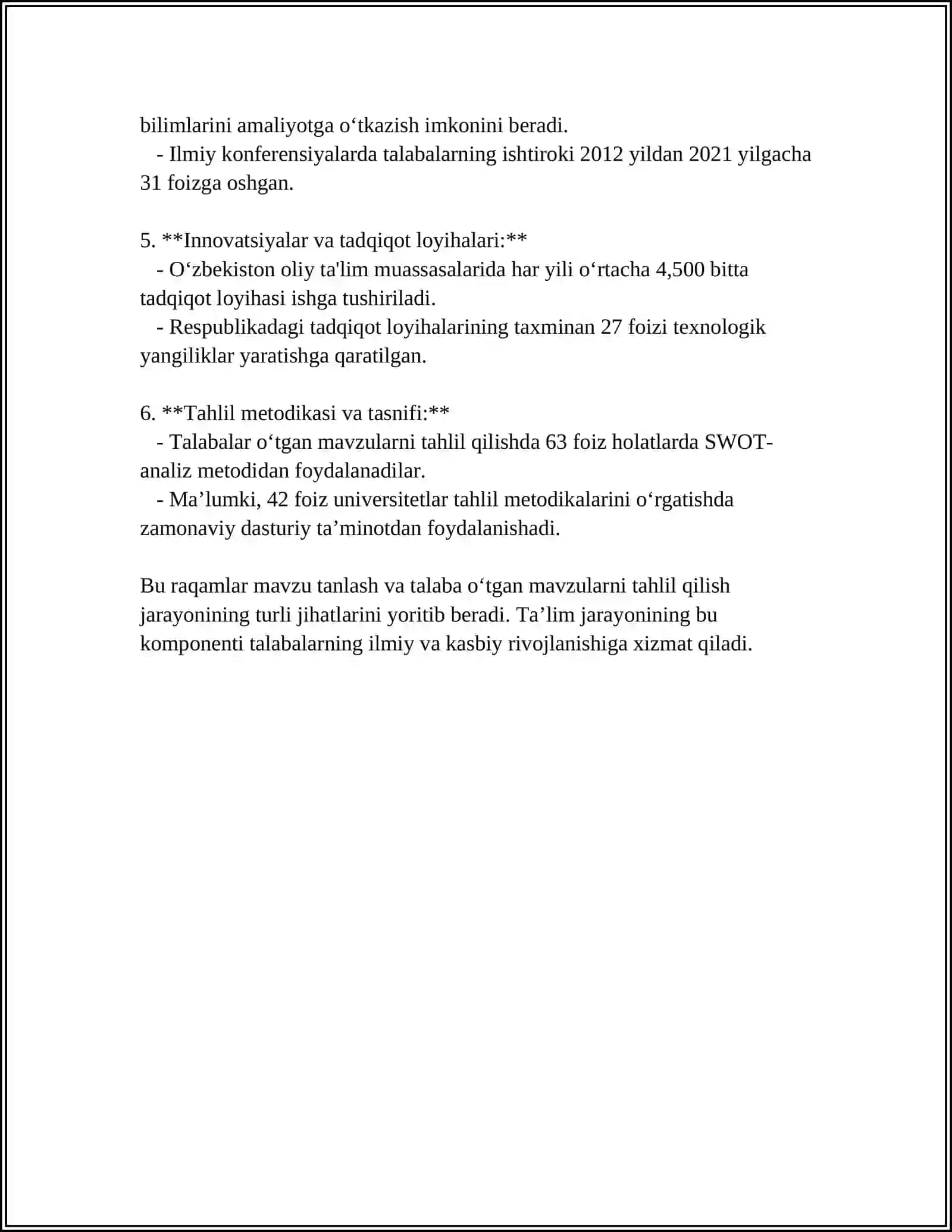 TALABA OʻTKAN MAVZULARI BOʻYICHA REFERAT TAYORLASH 4