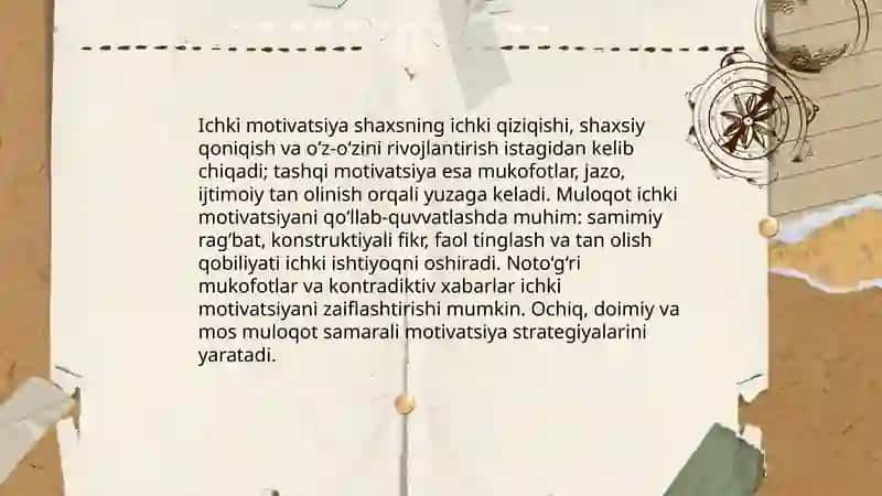 Motiv va motivatsiya. Muloqot 4