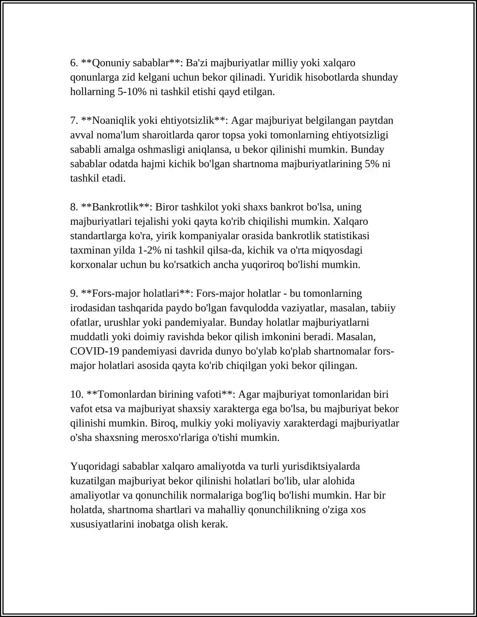 MAJBURIYATLARNING BEKOR BOʻLISHI 4