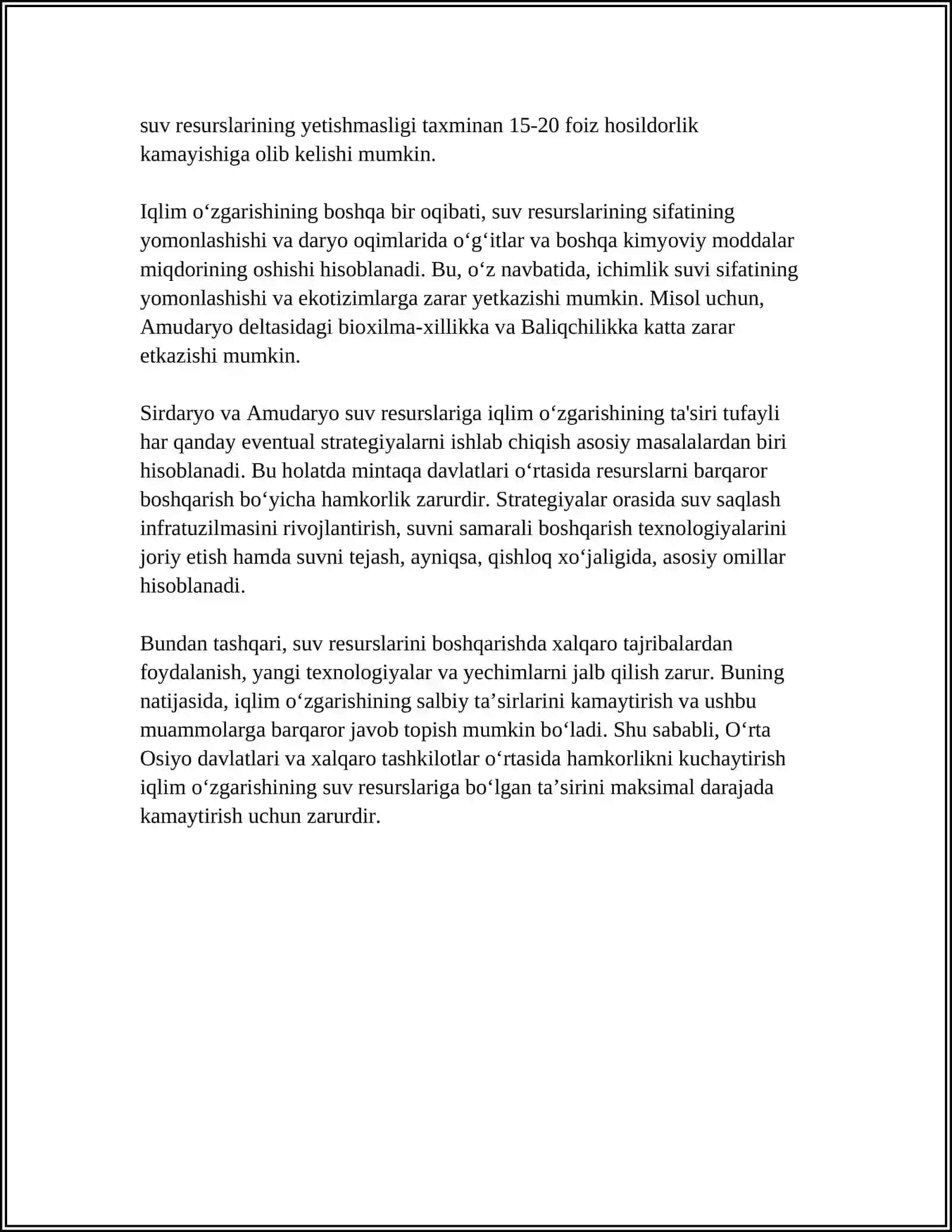 ÔRTA OSIYOGA GLOBAL IQLIM ÔZGARISHINING TAʼSIRI 4