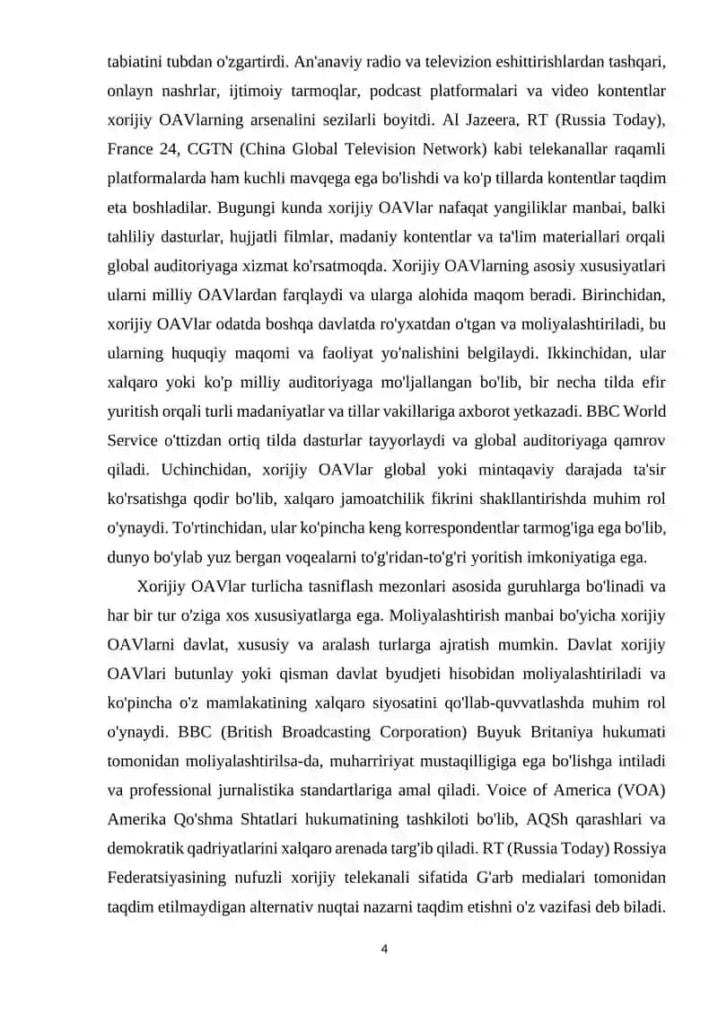 Xorijiy OAVning media makondagi o’rni 4