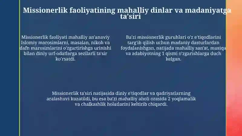 O'zbekistonda missionerlik faoliyati: Tarix, shakllari va ta'siri 4