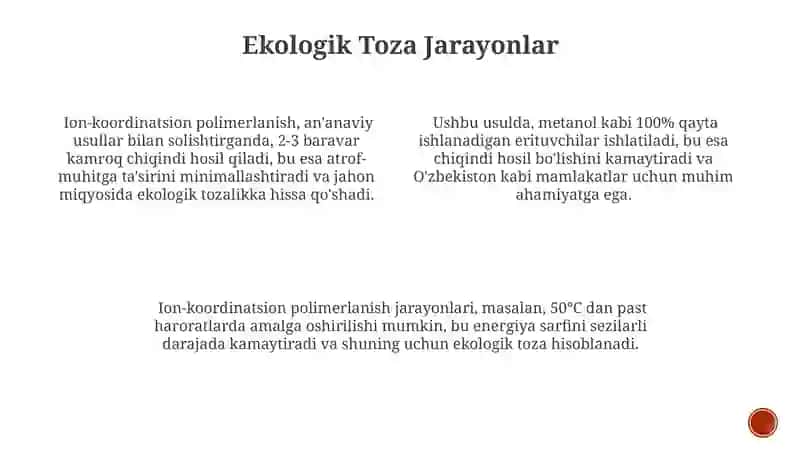 Ion-koordinatsion polimerlanishning afzalliklari 4