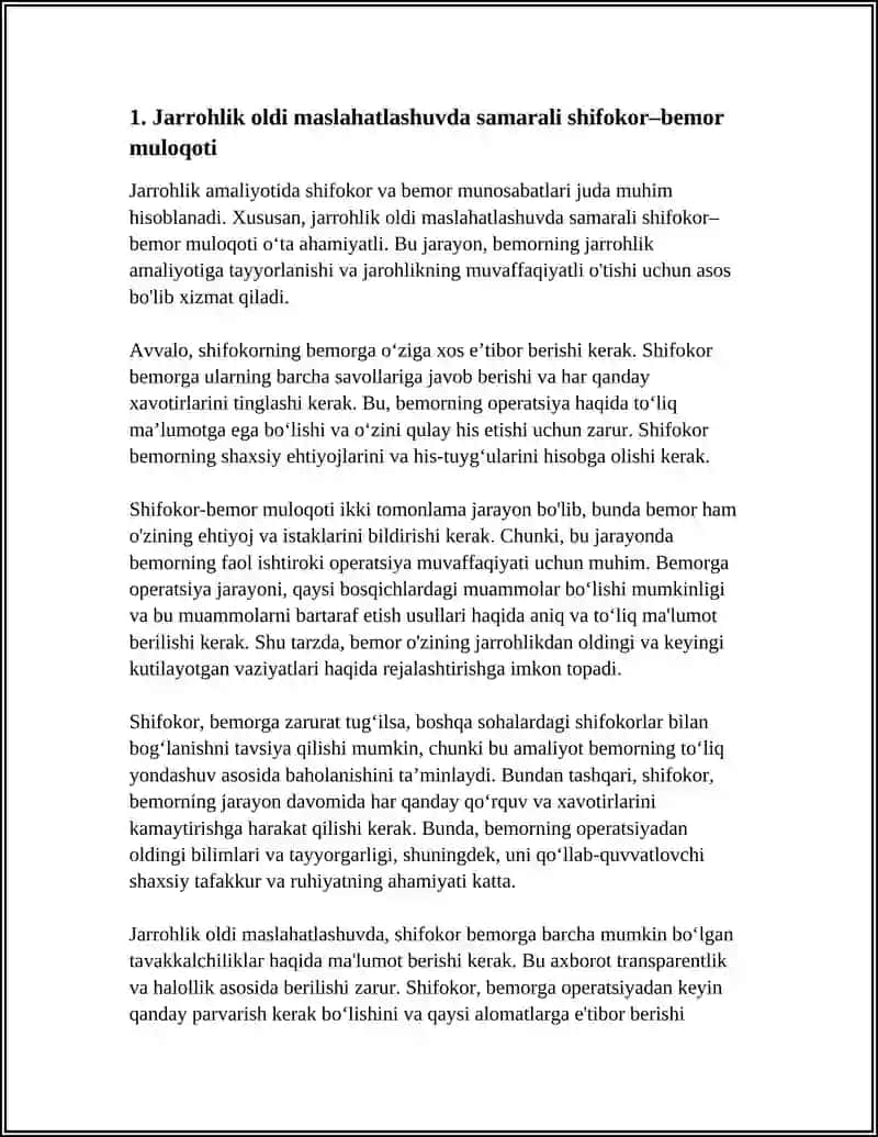 JARROHLIK AMALIYOTIDA SHIFOKOR VA BEMOR MUNOSABATLARI 4