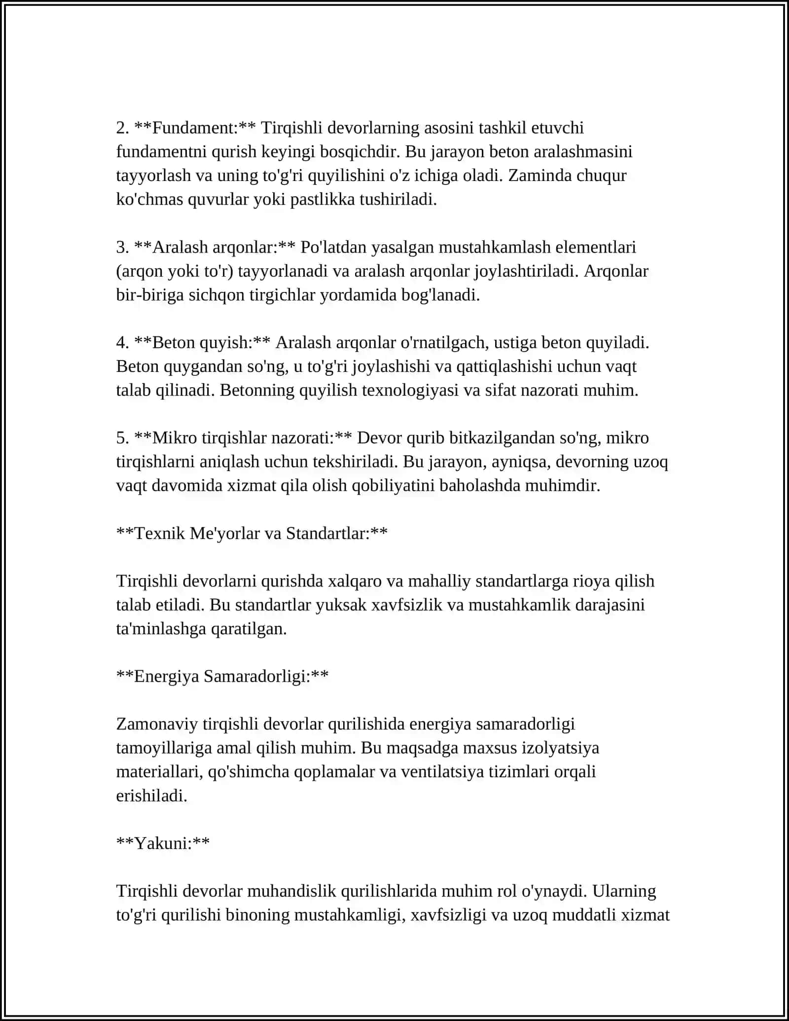 MUSTAQIL ISH Mavzu: TIRGAK DEVORLAR, YARIM KO`PRIKLAR, ESTAKADALAR, 4