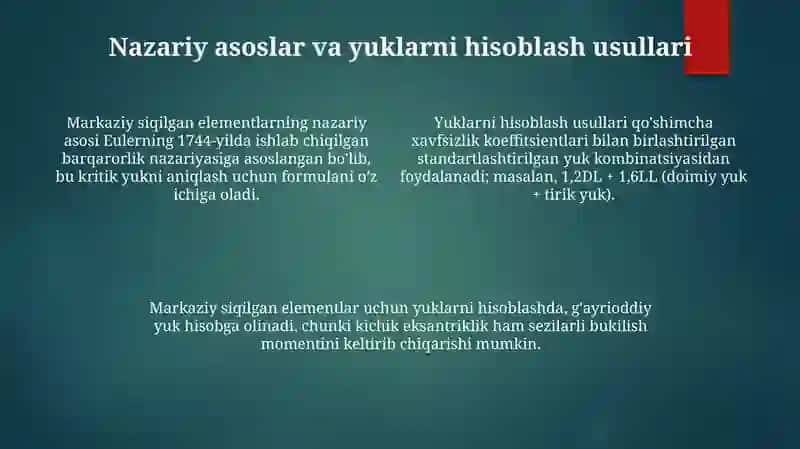 Markaziy siqiluvchi elementlarni hisoblash 4