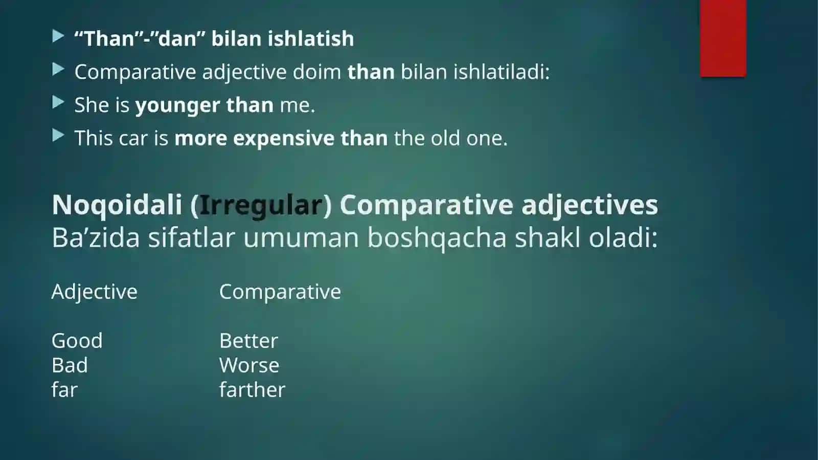 Qiyosiy sifatlar 4