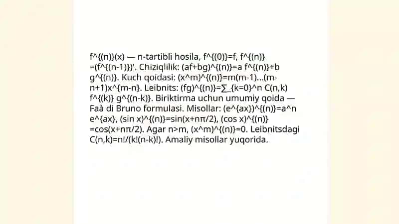 Yuqori tartibli hosilalar 4