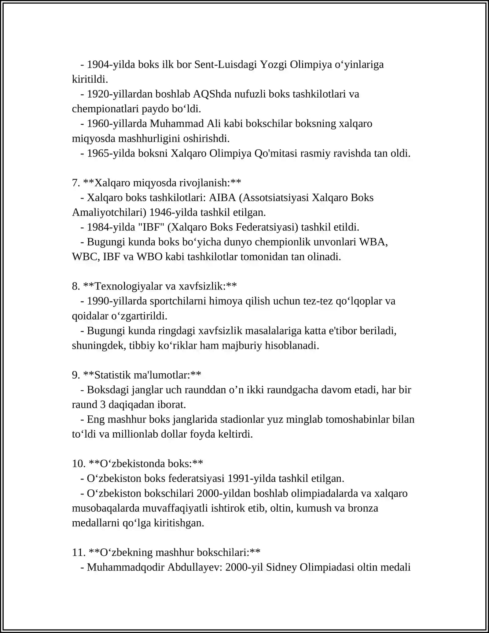 MUSTAQIL ISH Mavzu: BOKS 4
