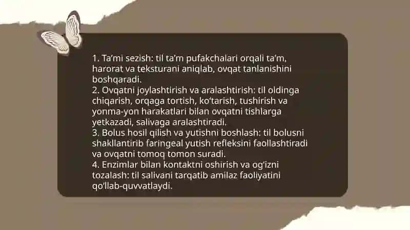 Ogʻiz boʻshligʻida hazm qilish jarayonini oʻrganish 4