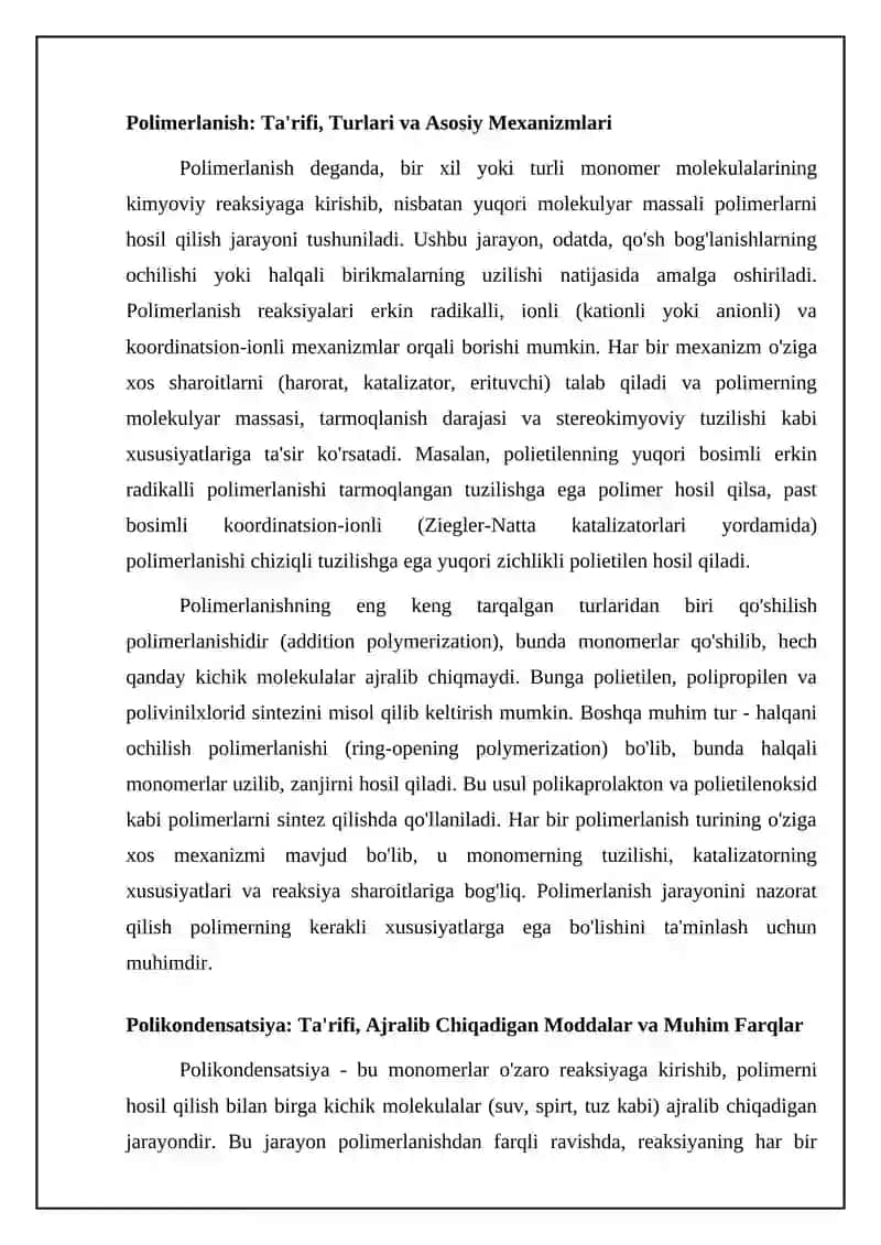 Polimerlar va Polikondensatsiya 4