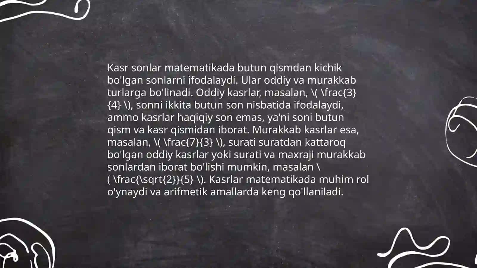 Kasr sonlarning qóllanilishi 4