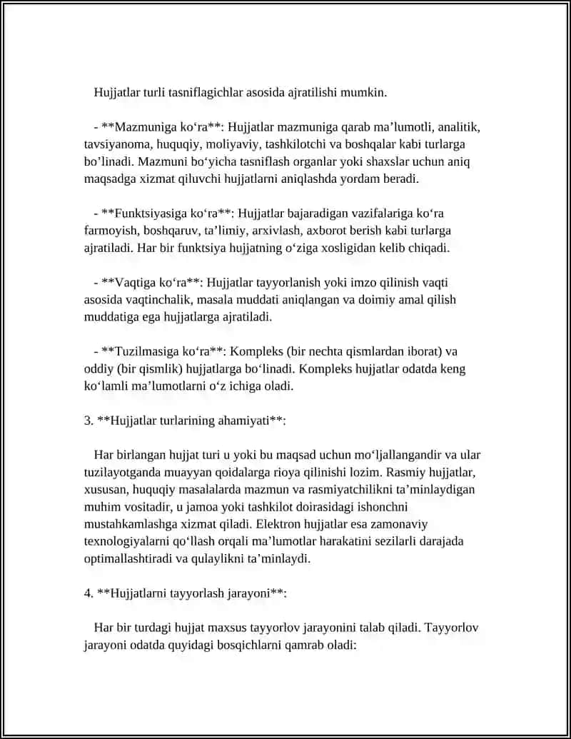 MAʼLUMOT AXBOROT HUJJATLARINI TAYYORLASH 4