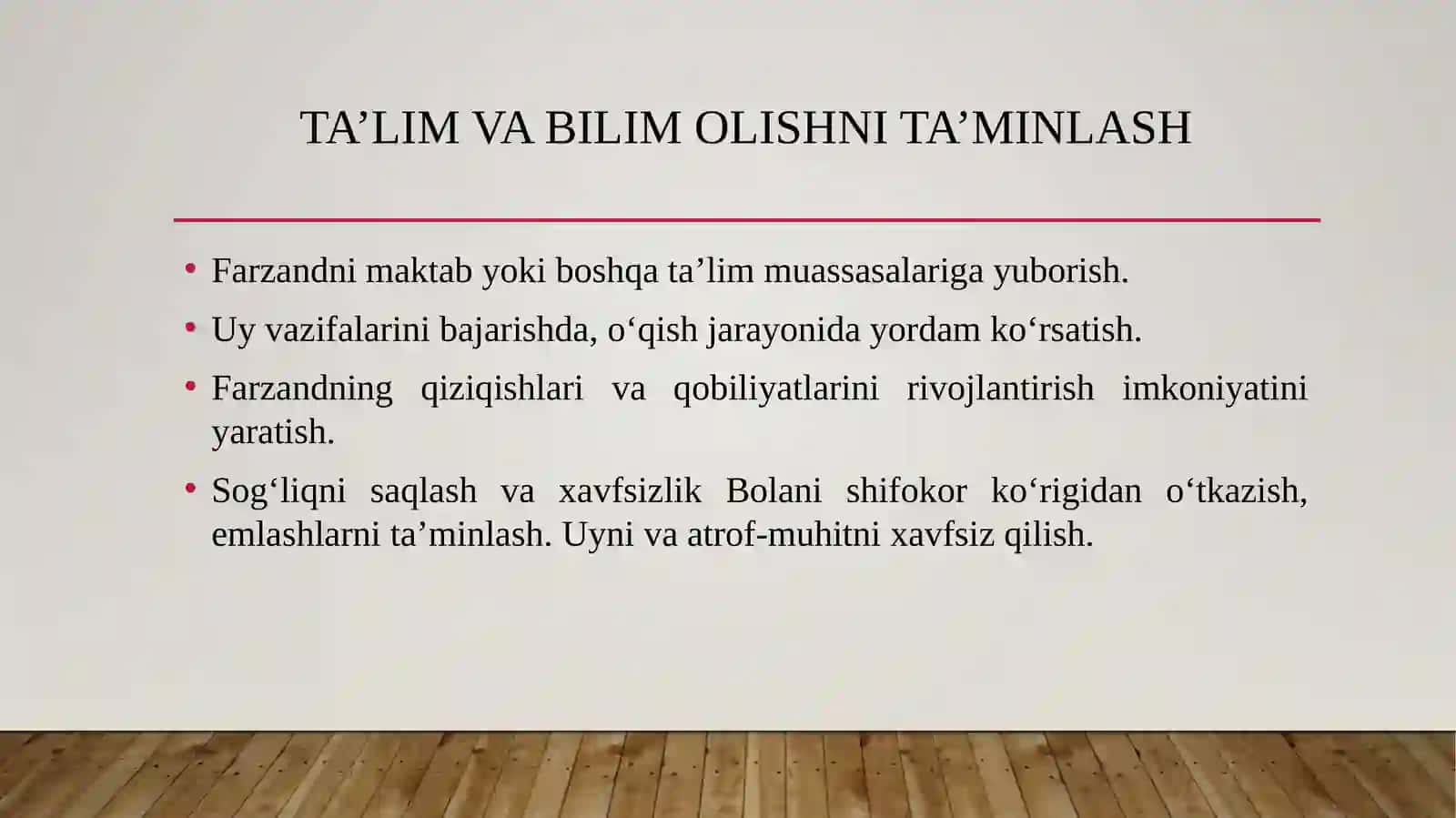 Ota-onalarning farzand oldidagi majburiyatlari 4
