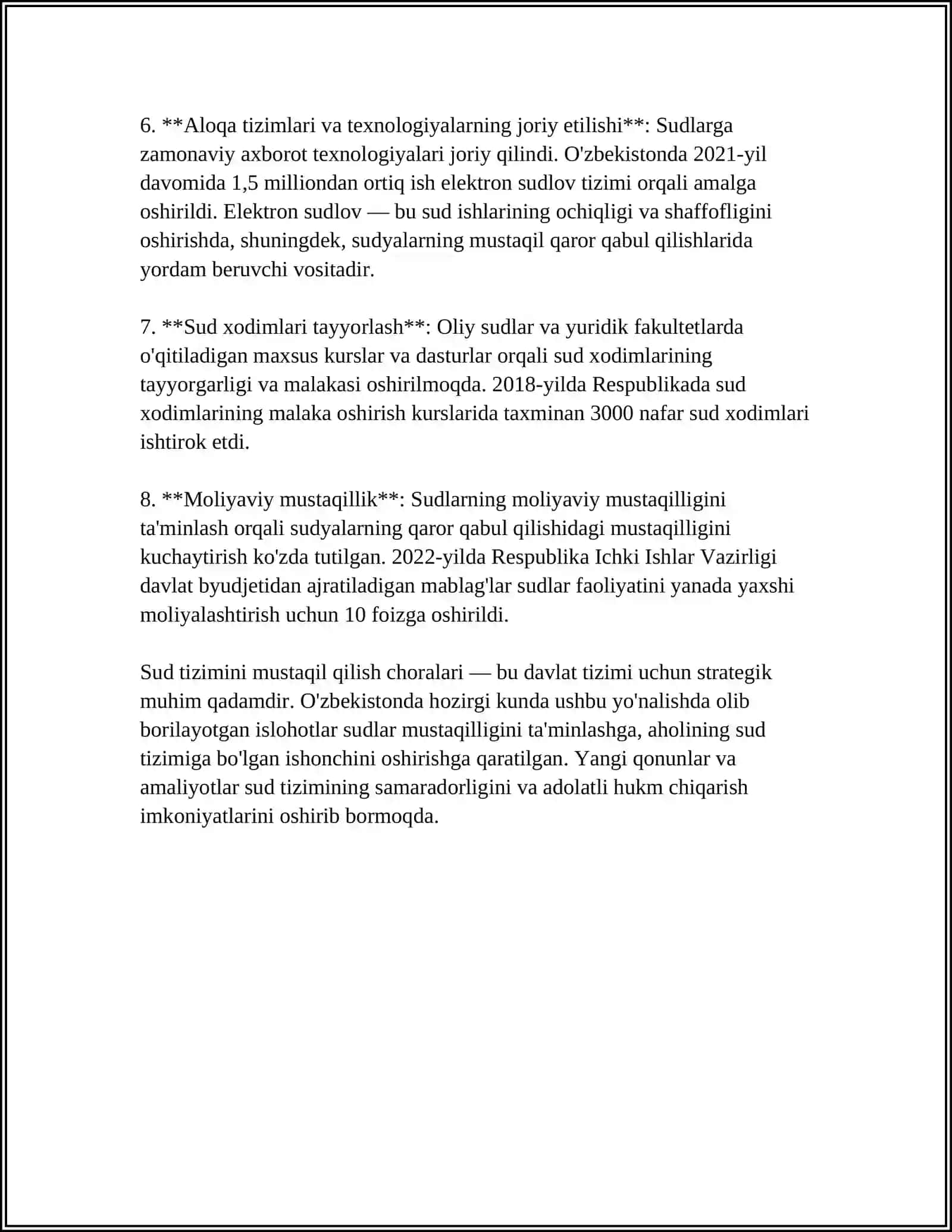 SUD HOKIMYATINING CHINAKAM MUSTAQILLIGINI TAMINLASH SUDNING NUFUZINI OSHIRISH SUD TIZIMINI DEMAKRATLASHTIRISH VA TAKOMILLASHTIRISH 4
