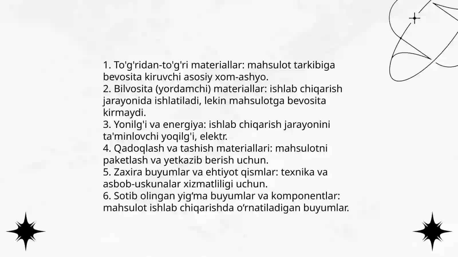 Materiallar xarajatlar hisobi 4