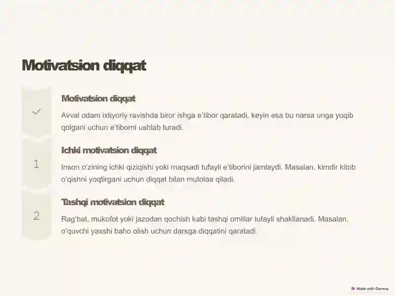 Diqqat va Xotira Turlari 4
