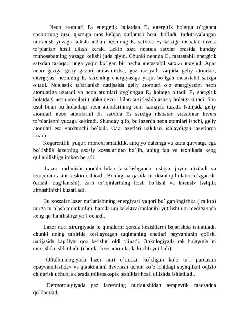 GAZ LAZERI NURLANISHINING TO`LQIN UZUNLIGINI DIFRAKTSION PANJARA YORDAMIDA ANIQLASH 4