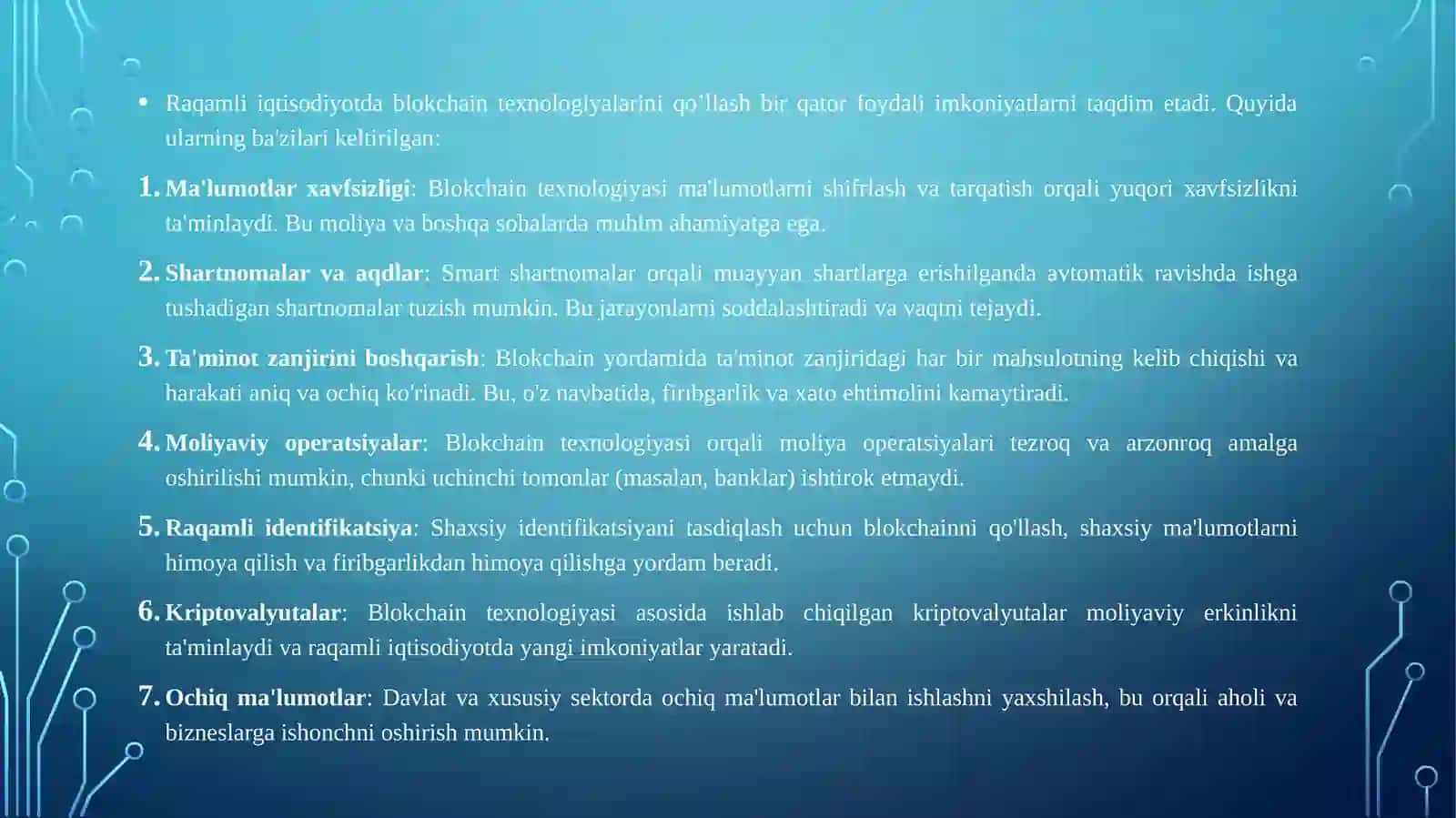 Raqamli iqtisodiyotDa blokchain texnologiyalarini qo’llash 4