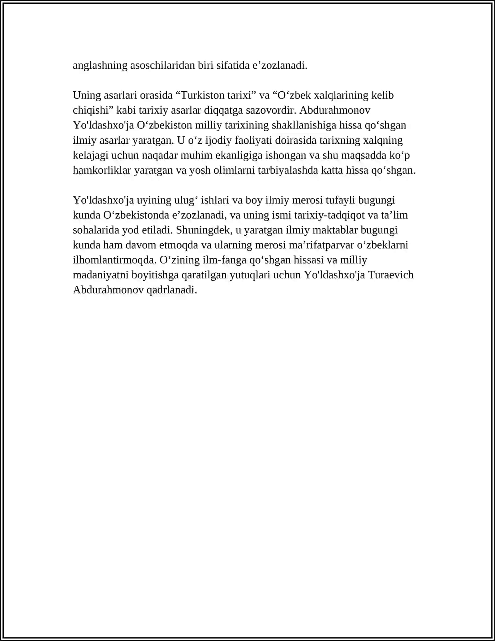 Abdurahmonov Yo'ldashxuja Turaevich 4