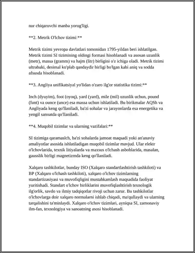 Xalqaro o'lchov tizimlari 4