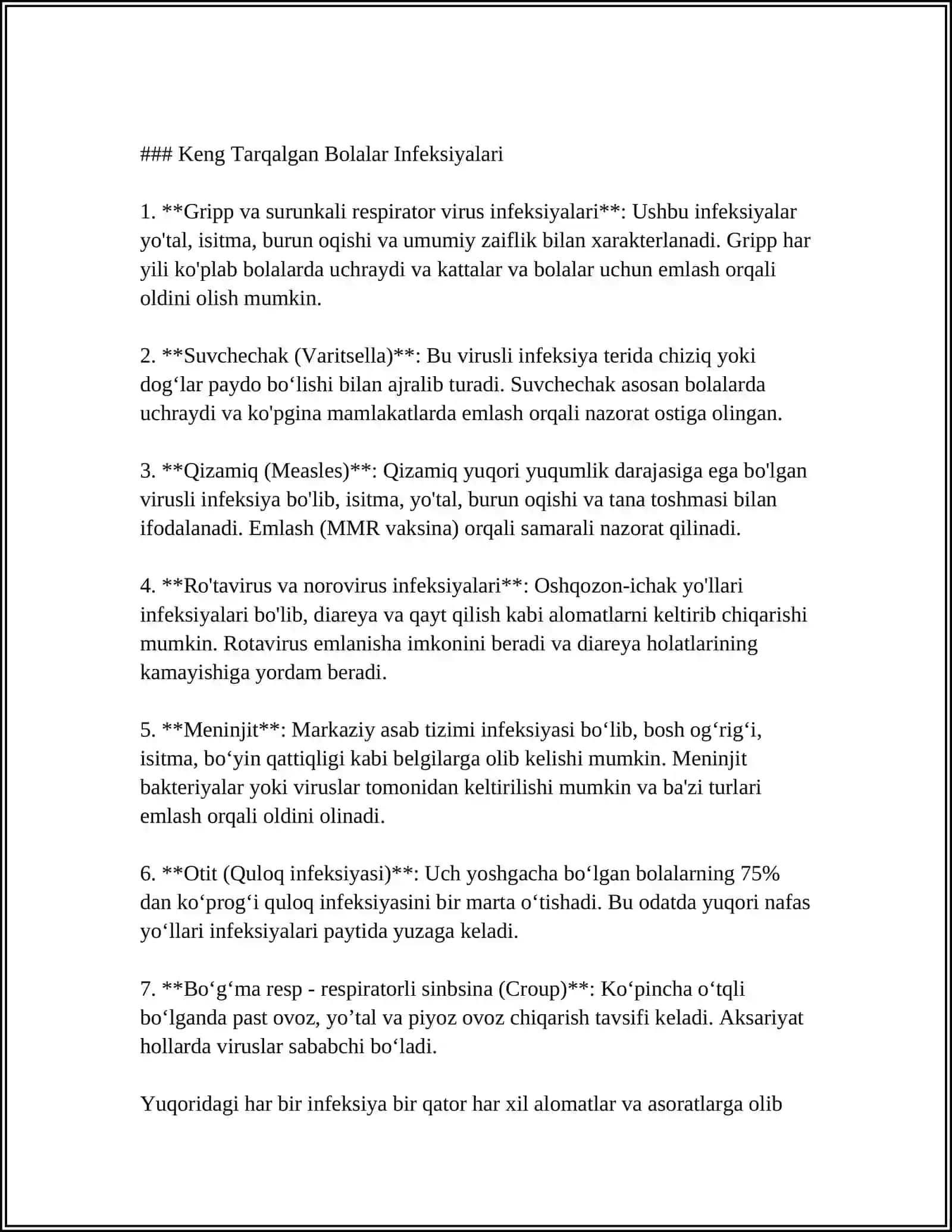 Bolalar infeksiyalari va ularning umumiy belgilari 4