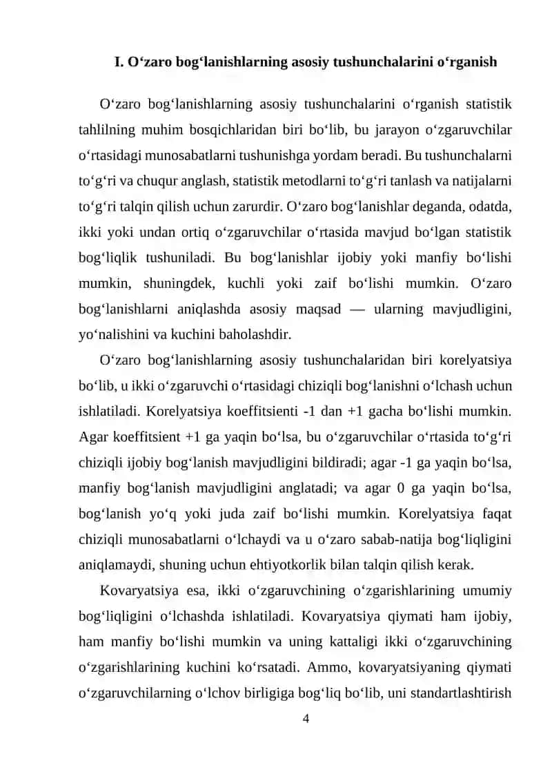 O‘zaro bog‘lanishlarni statistik o‘rganish 4