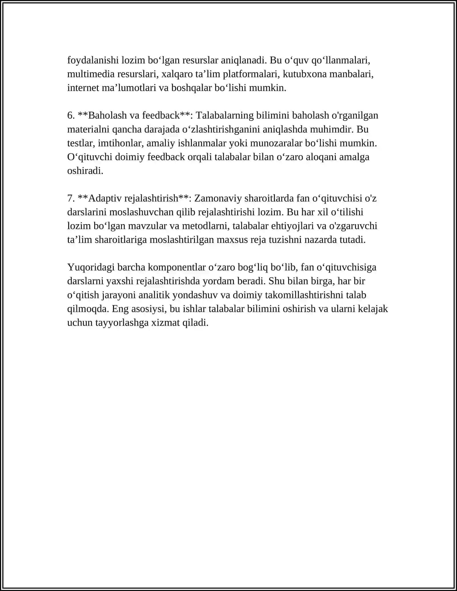 Fan oʻqituvchisi darslarni rejalashtirish 4