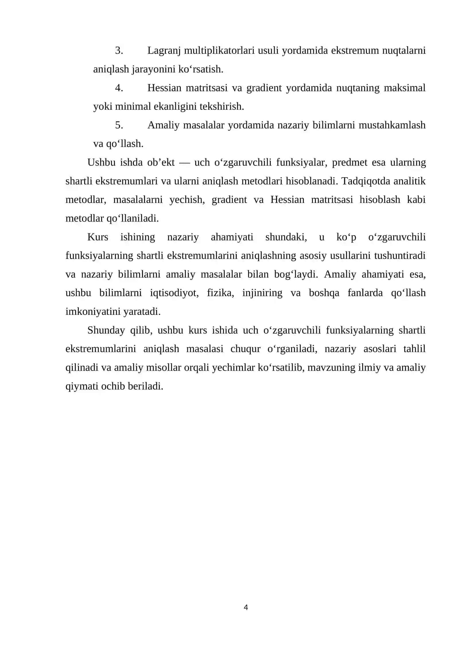 UCH O'ZGARUVCHILI FUNKSIYANING SHARTLI EKSTREMUMLARI 4