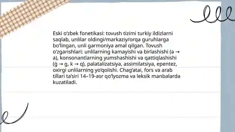 Eski o‘zbek tilining grammatik qurilishiga doir manbalar bilan tanishish 4