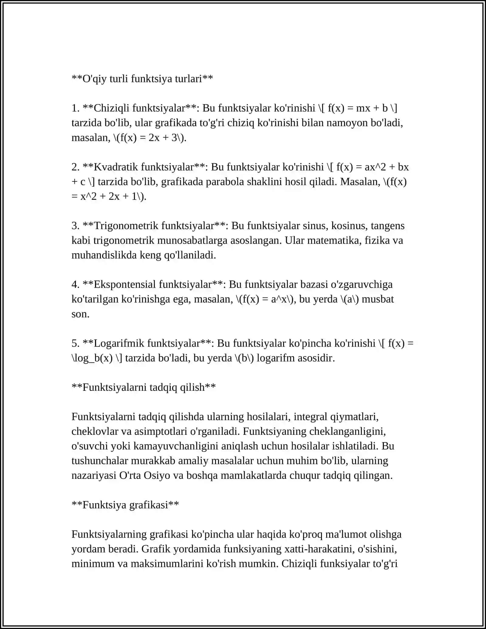 Funktsiyaning Asosiy Tushunchalari 4