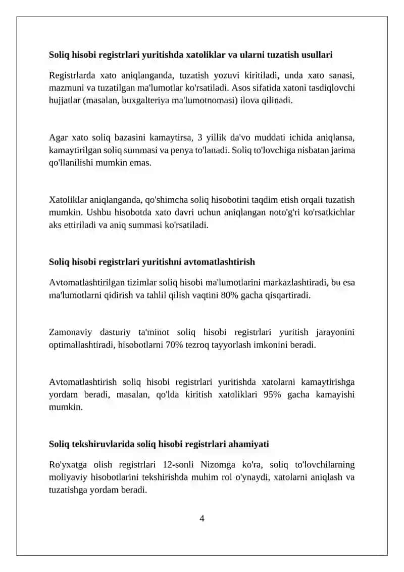 Soliq hisobining registrlari soliq hisobini tuzish tartibi 4