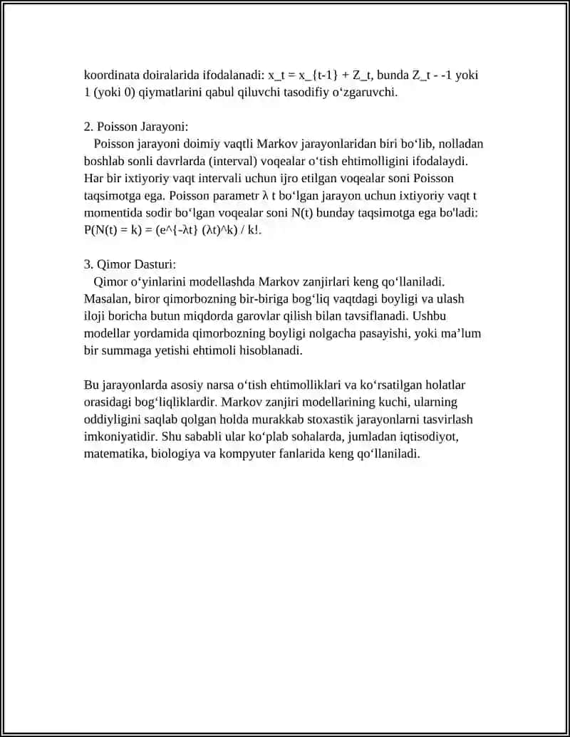 STOXASTIK MODELLARGA DOIR MISOLLAR 4