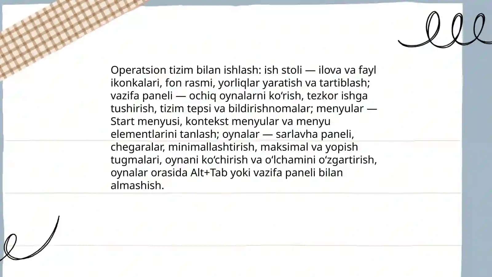 Shaxsiy kompyuterda foydalanuvchi darajasida ishlash 4