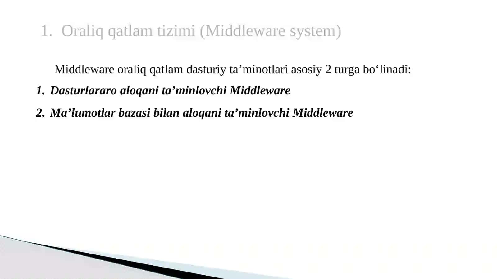 Middleware tizimlari (Middleware Systems) 4