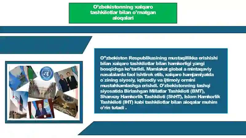 O'zbekistonning xalqaro tashkilotlar bilan hamkorlik aloqalari 4