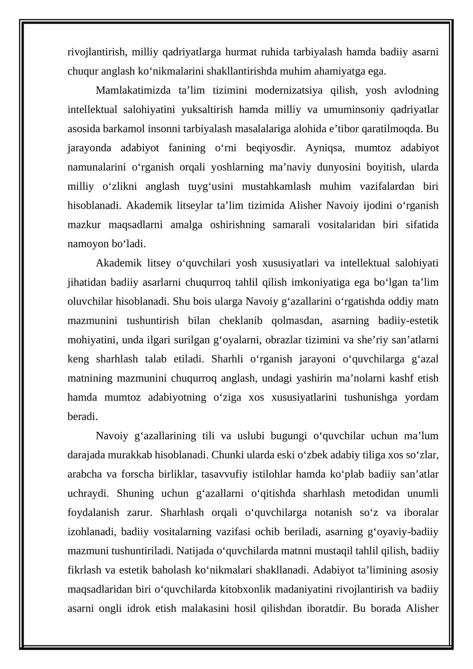 Akademik litseylarda Navoiy g‘azallarini sharhlab o‘rganish 4