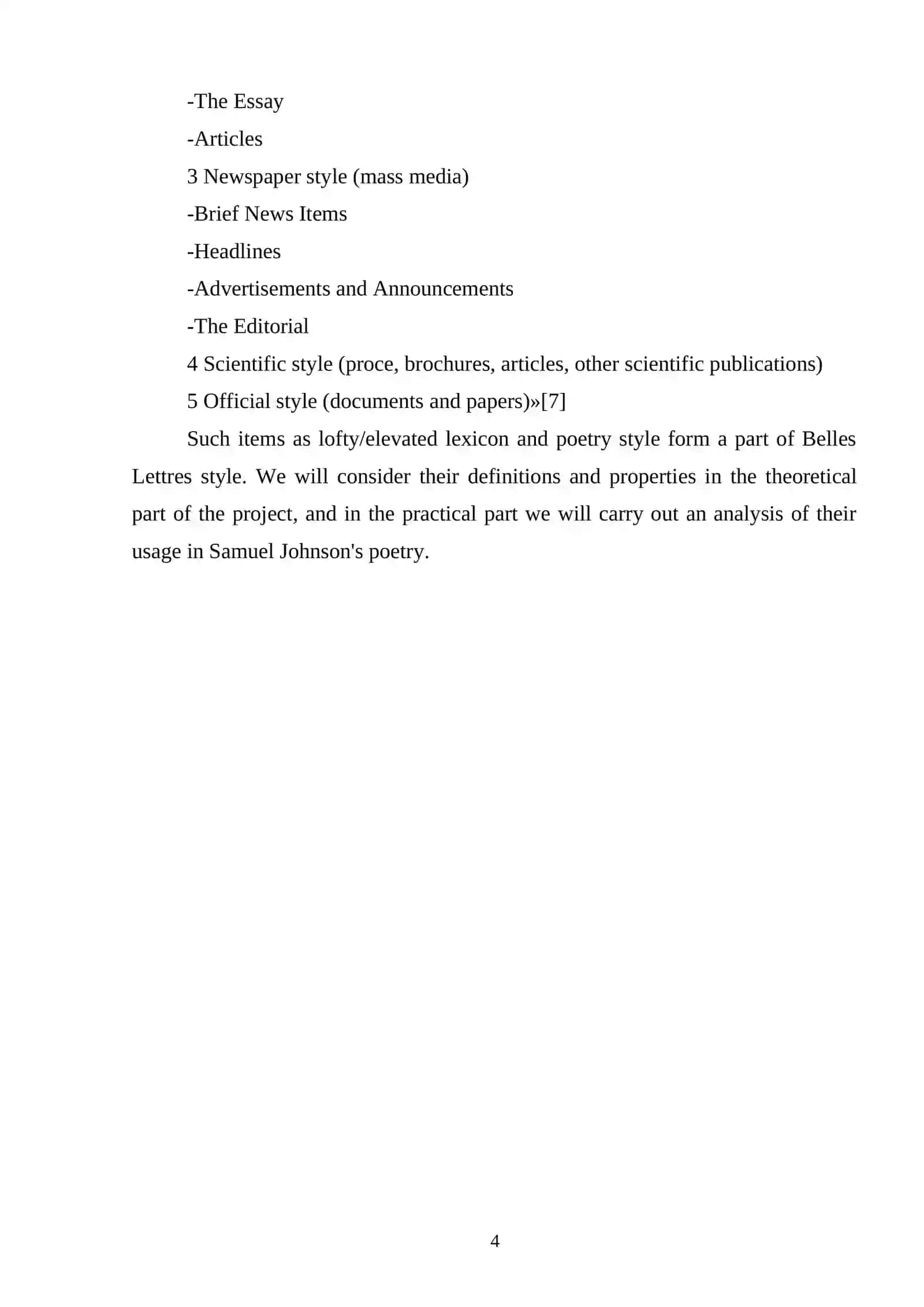 Specific Stylistic Aspects of Poetic Style 4