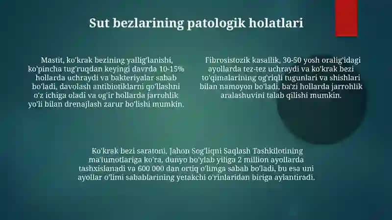 Sut bezlarining faoliyatini tartibga solish 4