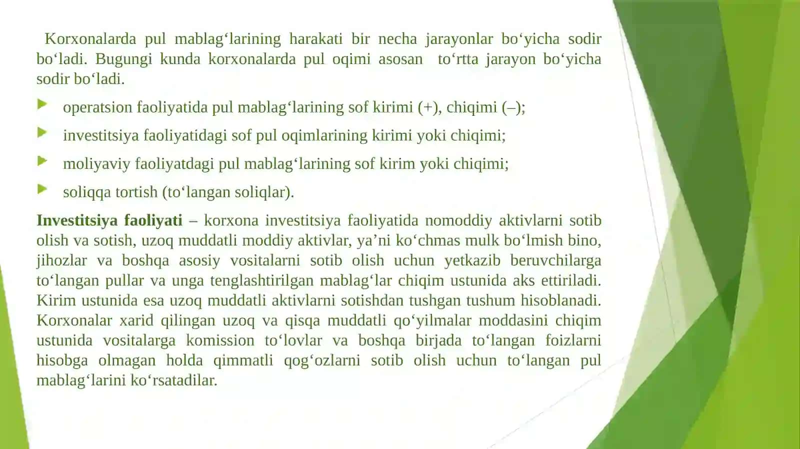 Pul oqimlari tahlili 4