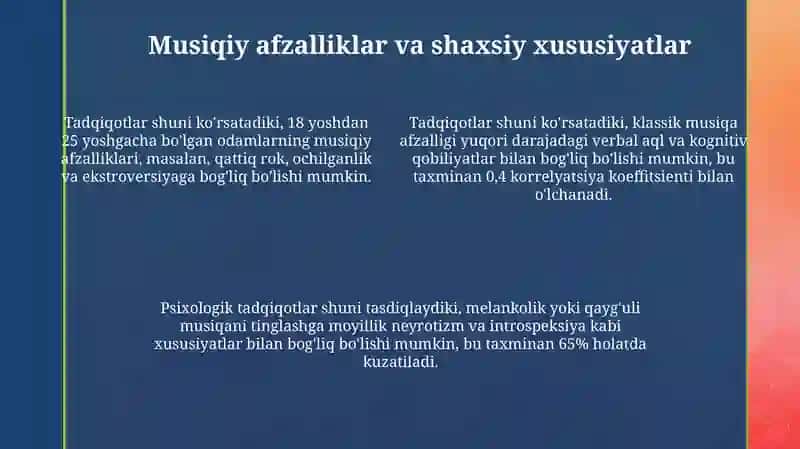 Musiqa va shaxsiyat 4