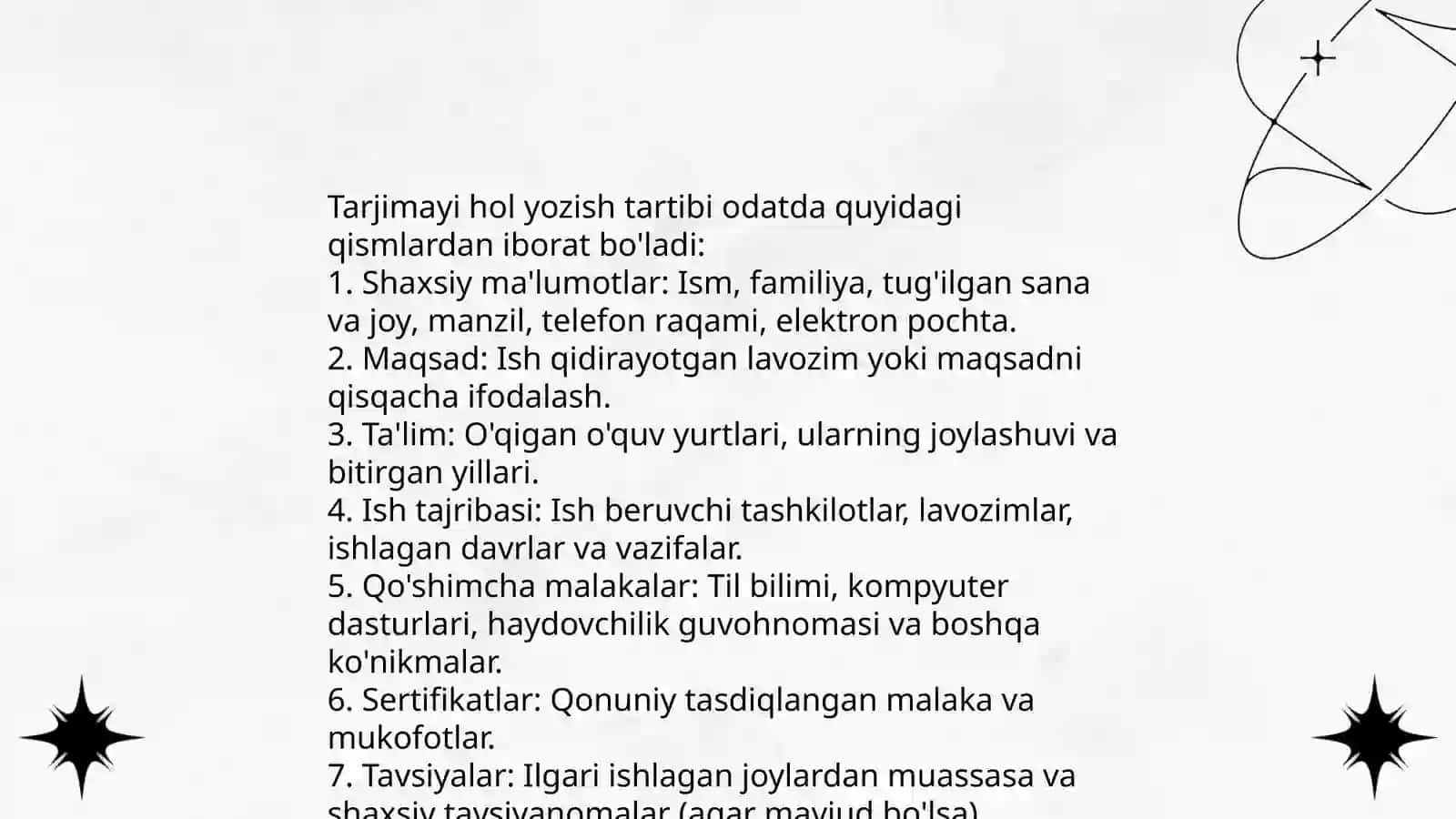 Tarjimayi hol. Bildirishnoma 4