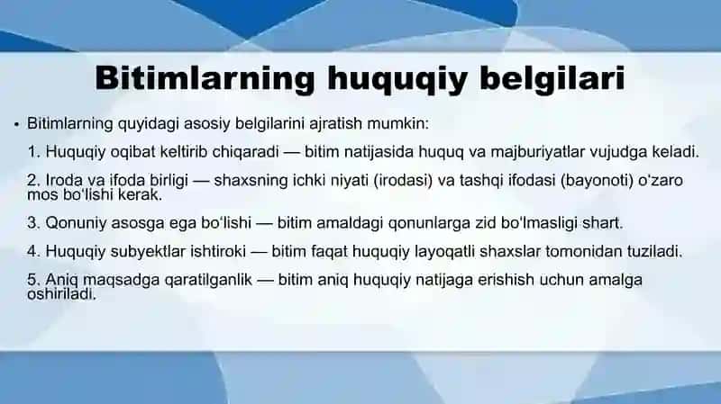 Bitim tushunchasi shakllari va tasnifi 4