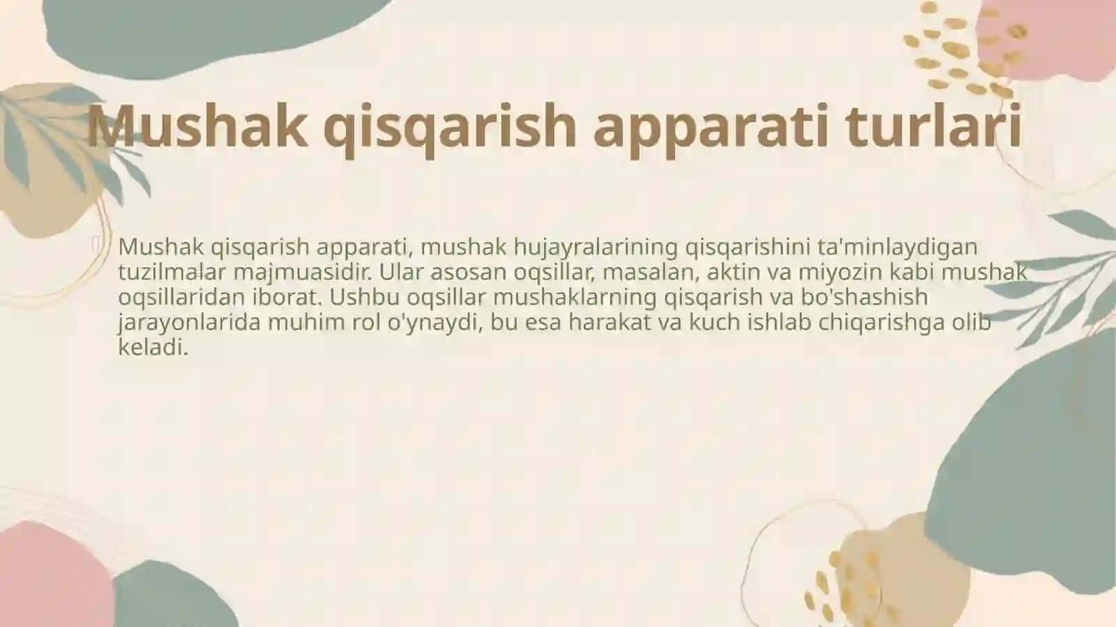 Mushak qisqarish apparati oladigon oqsillar 4
