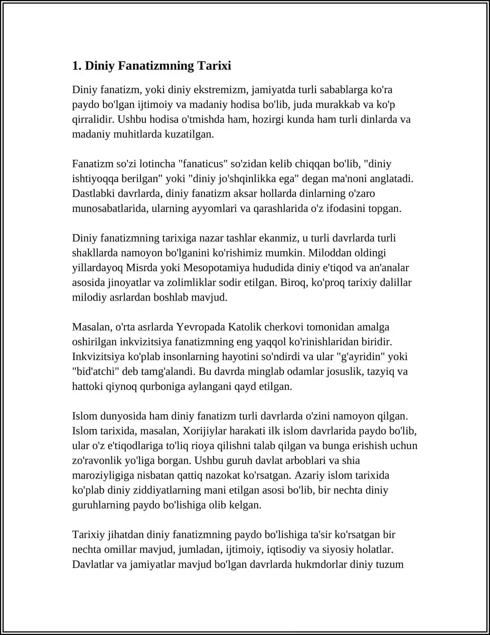 DINIY FANATIZM, EKSTREMIZM, FUNDAMENTALIZM, TERORIZMNING TARIXI VA ULARNING HOZIRGI DAVRDA XAVSIZLIKKA TAHDIDI 4